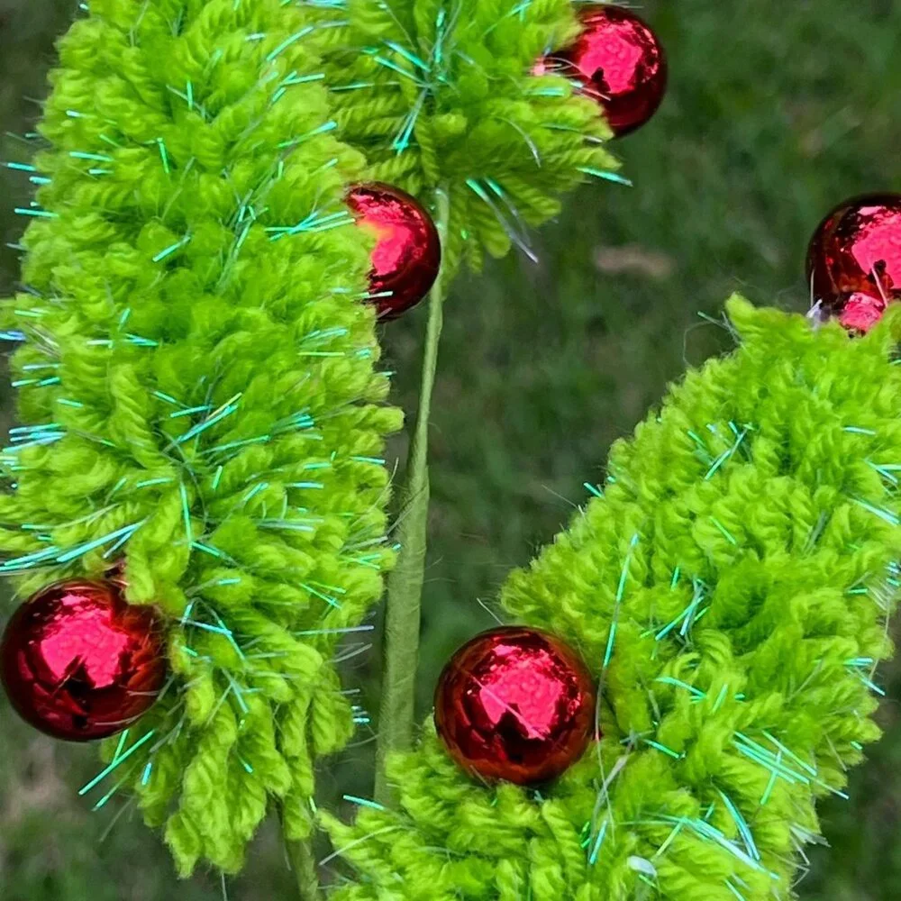 Yarn Christmas Tree Spray Stem Holiday DIY Arrangement Decoration 28 inches